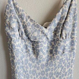 J Crew Silk Slip Dress periwinkle blue and cream -XS
